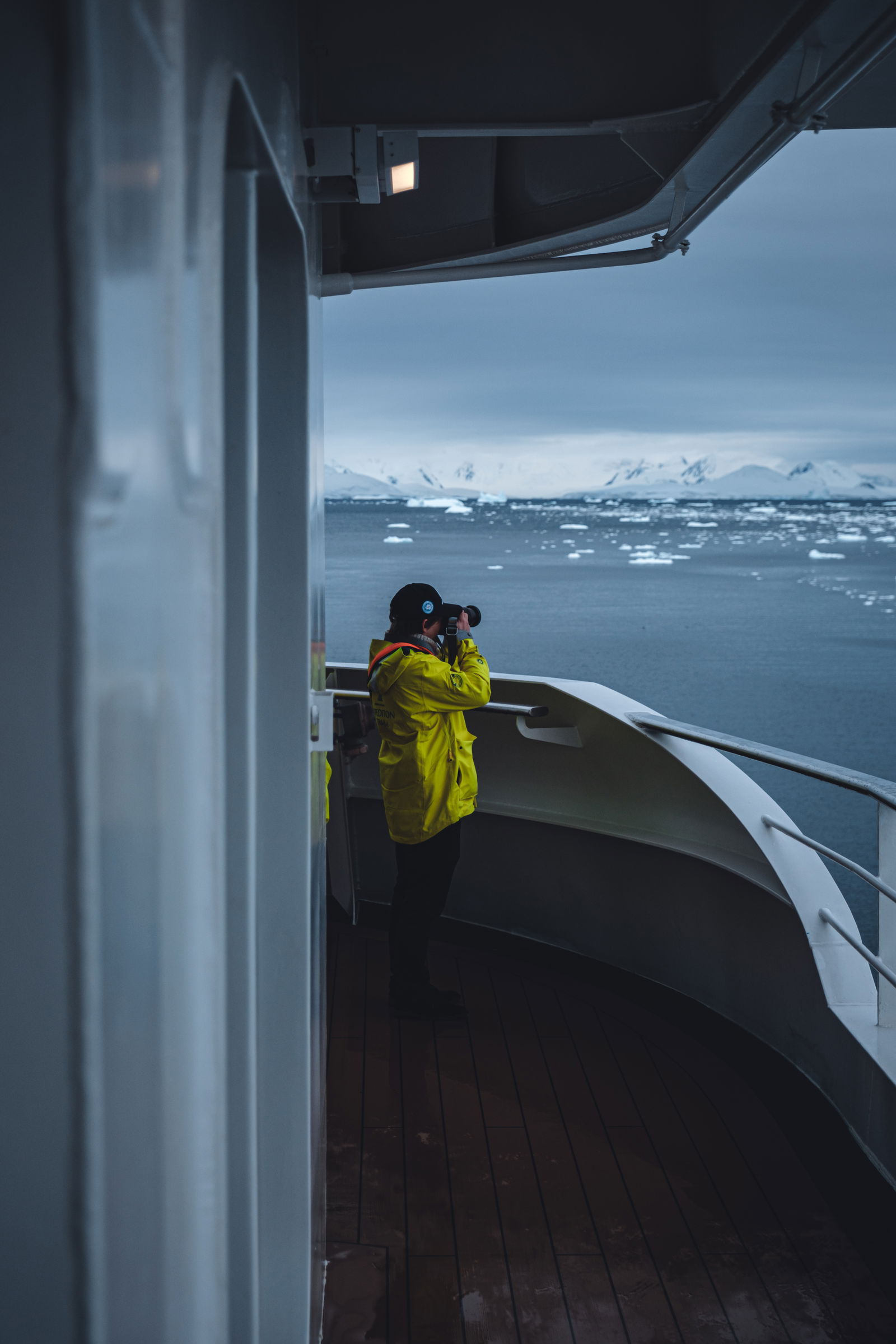 Explorer on ship deck